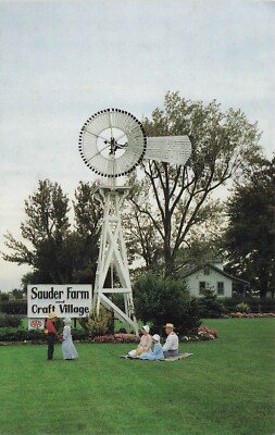 ARCHBOLD OHIO~SAUNDER FARM CRAFT VILLAGE-WINDVANE TOWER~ POSTCARD