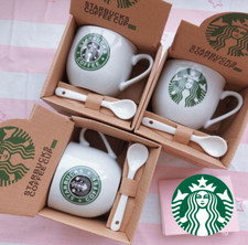 Starbucks Mini Sized Porcelain Coffee Cup With Spoon Latte Mug Tea Cup Macchiato