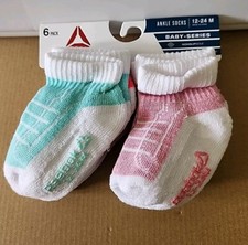 Reebok Baby Ankle Socks 6-Pack 12-24 Months NonSlip Assorted