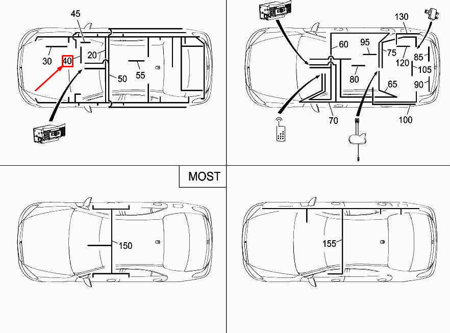 Neu MERCEDES-BENZ S W222 Aux Jack Elektrischer Kabelbaum A2225401438 Original
