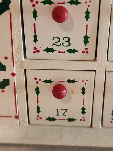Vintage ENESCO Advent Tree Base Cabinet With 24 Drawers And Ornaments No Tree - Picture 7 of 7