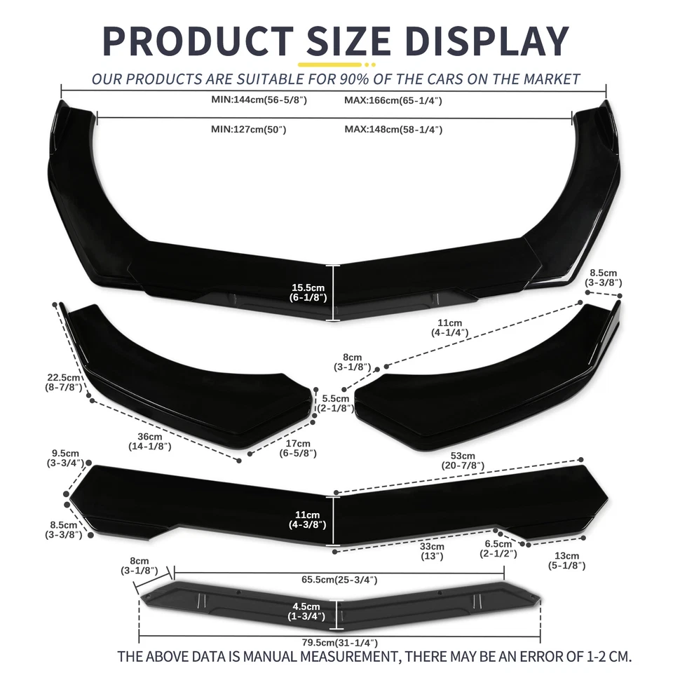 Kit divisor alerón labial parachoques delantero negro brillante para Lexus IS300 250 LX570 Foto 2 de 4