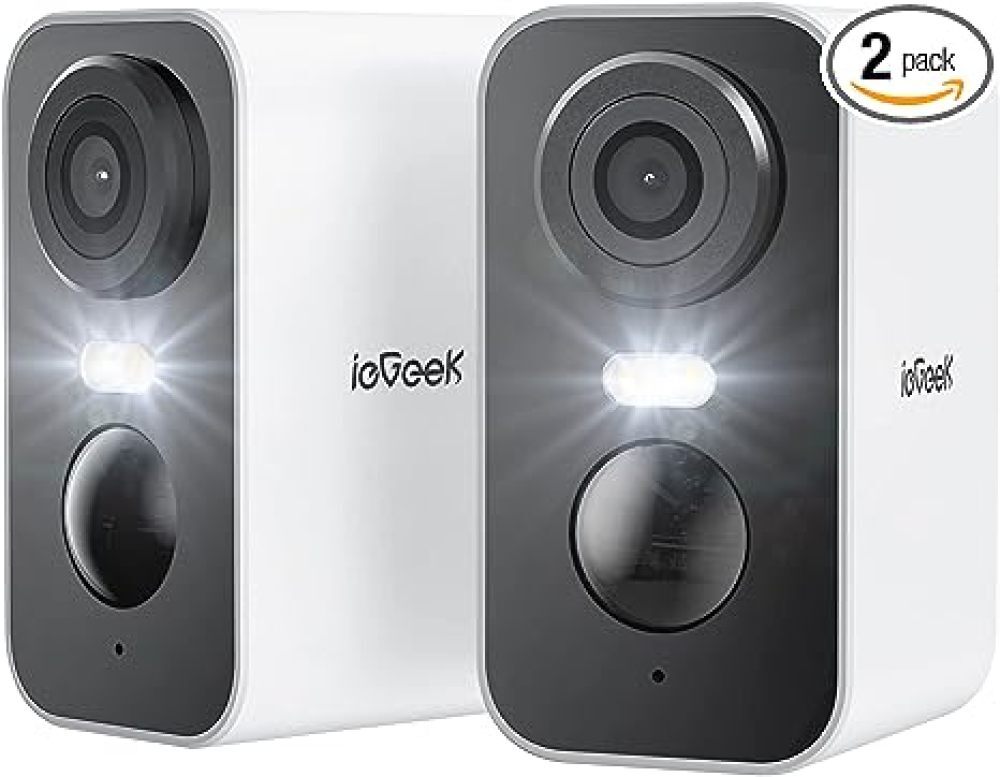 ieGeek 2-Pack 2K Wireless Outdoor Security Cameras with Night Vision and Alexa-image
