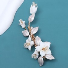 Handmade Lily Flower Hair Clip Wedding Hair Accessories Crystal Bridal Headwear