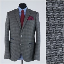 Men Half Lined Summer Blazer 40R UK Size NILS Grey Wool Cotton Sport Coat Jacket