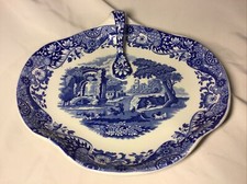 Lovely SPODE Blue ITALIAN Handled Dish PORCELAIN Decorative Entertaining DISH