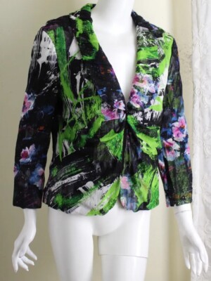 Alberto Makali 14 L XL Mesh Funky Silk 3/4 Art-to-Wear Wild Jacket Blazer Cool 