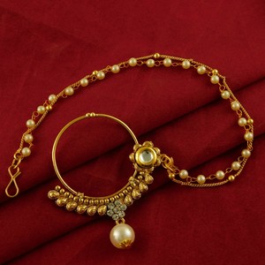 Wedding Bridal Pearl Nath Designer Gold 