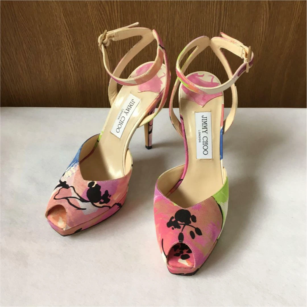 JIMMY CHOO Strap High Heel Sandals Mule Botanical Pink Women s EU 38 From Japan