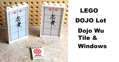 LEGO Ninjago Window DOJO Wu Asian Frosted Window Pane Writing Lot of 2 & Printed