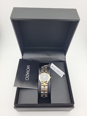 Movado Juro Women's Black Dial Two Tone Swiss Watch 0607445