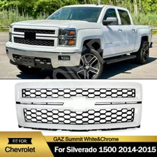 For 2014-2015 Chevrolet Silverado 1500 Front Upper Grille Grill GAZ Summit White