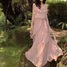Abito Ruffle Da Donna Abito In Rete Tulle Fatato Spaghetti Senza Maniche