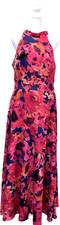 Tahari Arthur S Levine Floral Maxi Dress High Neck Keyhole Sleeveless Size 8 NWT