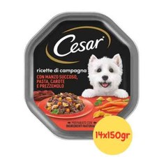 Umido Cesar per Cani Ricette di Campagna Manzo, Pasta, Carote, Prezzemolo 14x150