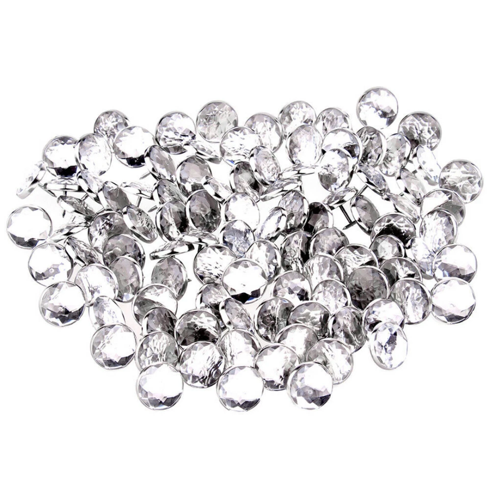 CRYSTAL DIAMOND DIAMANTE GLASS BUTTONS NAIL BACK UPHOLSTERY BEDS HEADBOARDS 22MM - Image 4 of 4