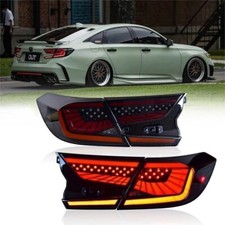 New Led Tail Lights Assembly Fits 2018-2022 Honda Accord Sedan Smoked Rear Lamps