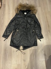 Fabulous Sam Nyc Waxed Parka, Black With Raccoon Fur Good, Medium, Bnwot