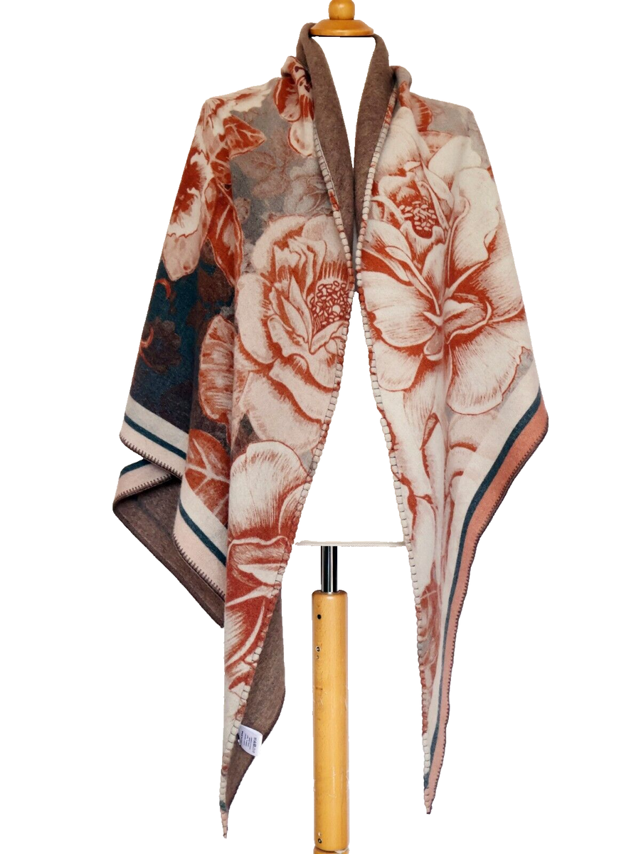 813 Ottotredici Wool Floral Scarf Stole 230 x 115 cm