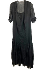 Minimalist Elegant 39 Bust Vintage 1920s Black silk Dress 20s flapper