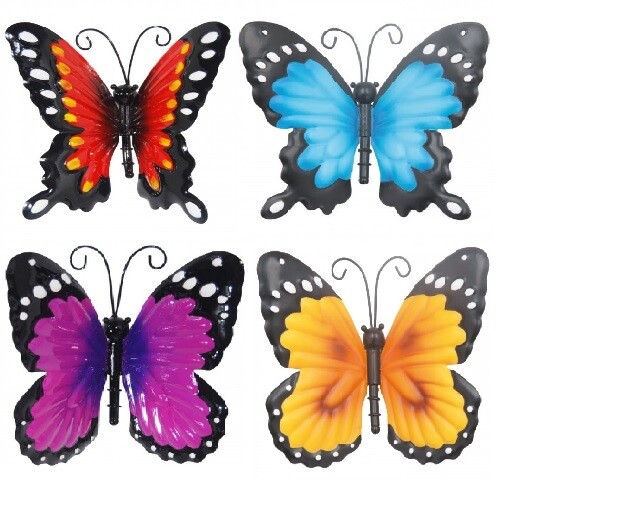 Set of 4 Primus 3D Hand Painted Metal Wall Art Butterflies Garden Outdoor Shed
