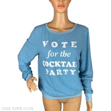 Wildfox Vote For The Cocktail Light Blue Beach Jumper Sweatshirt Size XSmall
