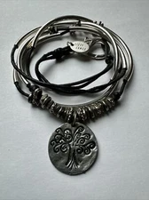 Lizzy James Silver Tone 17" Tree of Life Pendant Necklace or Wrap Bracelet