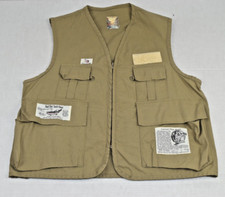 Chaleco de Pesca con Mosca Piloto Bush Talla L Años 80 Beige Multi Bolsillo Equipo de Pesca