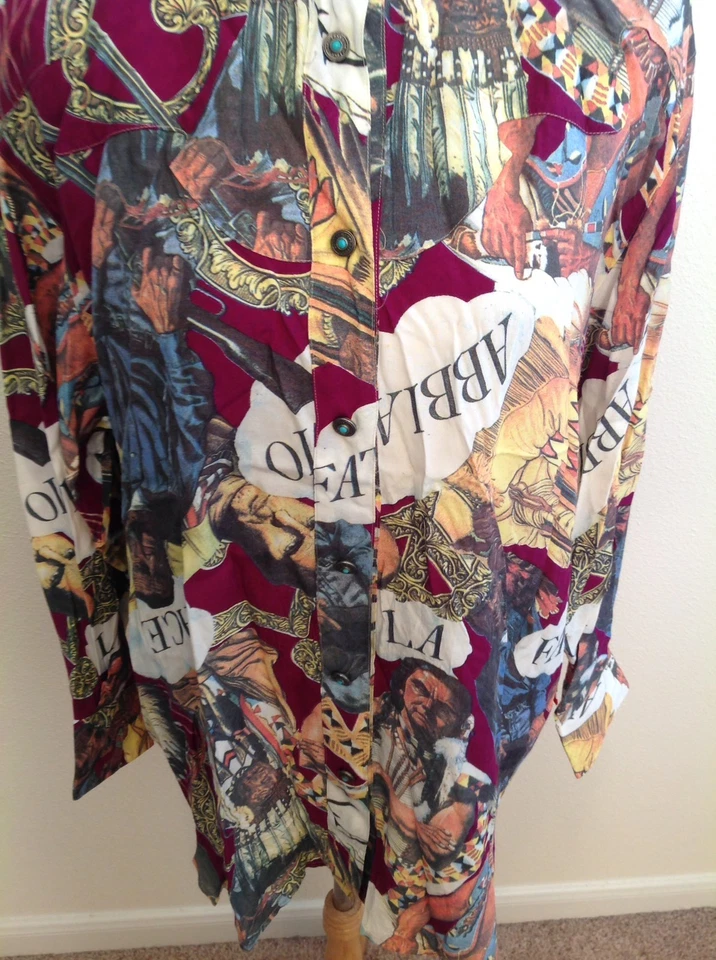 MOSCHINO Jeans M Button Down Native American Printed Shirt Men's Unisex RARE - Image 4 of 4