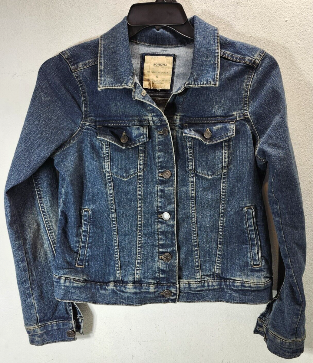 Sonoma Womens Size Small Denim Jean Jacket Blue Long Sleeve