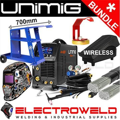 UNIMIG Razor Multi 230 ACDC Welder + Foot Pedal + Helmet + Trolley