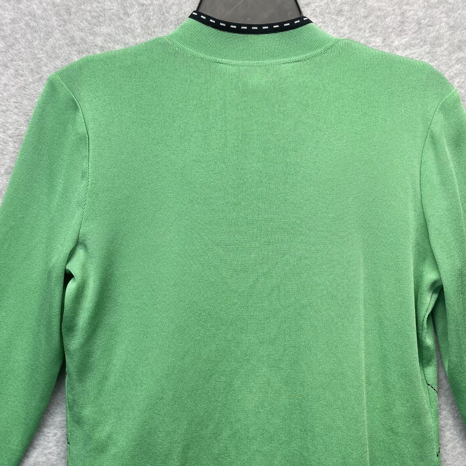 Ming Wang Knit Twin Set Womens XS Green Argyle Embroidered Cardigan Career Wear