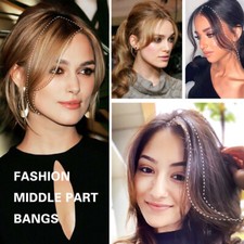 Fluffy Real Human Hair Extension Bang Front Middle Side Bangs Clip in Hairpiece