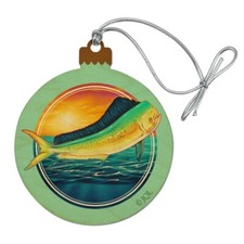 Mahi-Mahi Dolphinfish Dorado Fishing Wood Christmas Tree Ornament