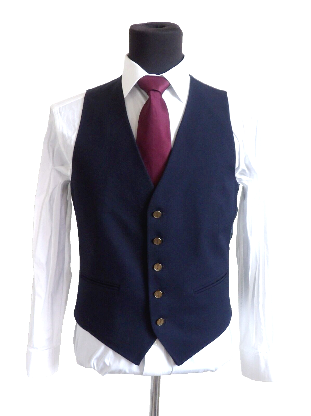 Tuta Yves Saint Laurent vera vintage 3 pezzi 2 bottoni sfiato laterale blu navy ~40R