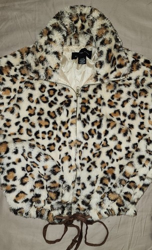 Victoria Secret Know One Cares Faux Fur Cheeta Sherpa Hoodie Jacket Leopard XS - Picture 5 of 8