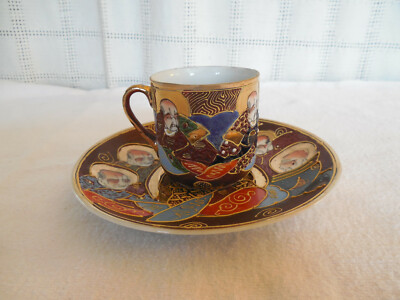Satsume Cloisonne Moriage enamel tea cup & saucer mix match set