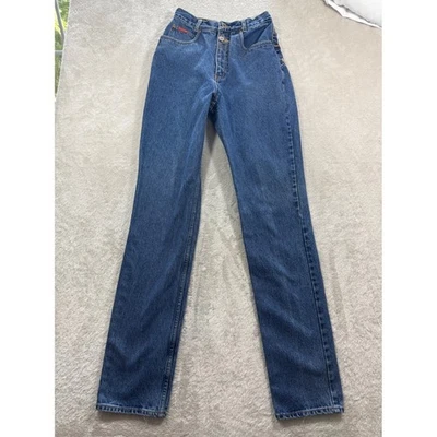 Lawman Womens Western High Rise Side Button Detail Blue Jeans 5/6 Meas: 24x35 - Image 1 of 4