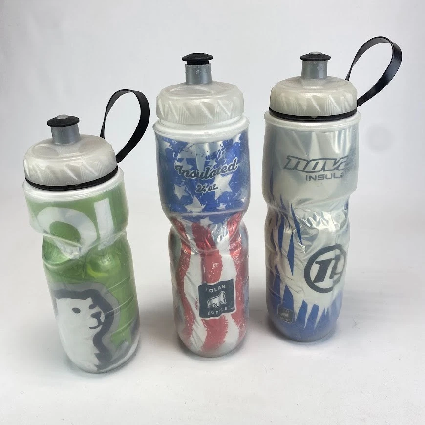 Lot of 3 Polar Insulated Bike Water Bottles USA Flag Polar Bear Novara - Image 4 of 4