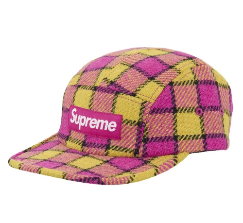 ?Casquette de camp en tweed Supreme x Harris PLAID ROSE SS25 LAINE TWEED HARRIS ÉPUISÉE