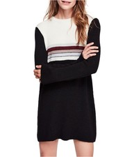 Free People Womens Colorblock Sweater Dress, black, M