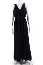 WATTERS Womens Sleeveless Chiffon Fleurette Gown Navy Blue Size 4 11316764