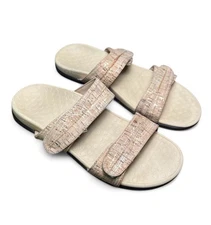 Vionic Cork Shore Slide Slip On Sandals Adjustable Womens 9 Tan 2 Strap Comfort
