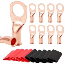 10PCS 8 AWG 3/8 Battery Lugs Ring Terminals with Heat Shrink Heavy Duty