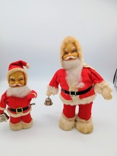 Vtg Rubber Faced Wind Up Mechanical Santa Claus Dolls Japan  Working Lot 2