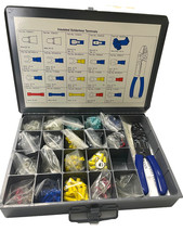 Wire Ratcheting Crimping Tool Kit with Assort Insulated Butt Terminal Connectors
