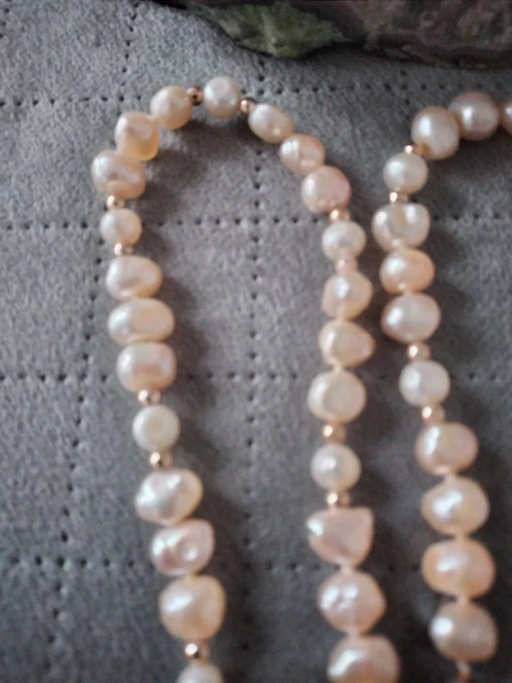 flussperlenkette Goldfarbige Zwischenkugeln Feiner Glanz - Bild 4 von 4