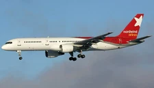 Boeing B757 B-757 Nordwind Airlines Desk Wood Airplane Model Small Scale 1/130