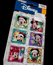 Vtg Disney Mickey Minnie Mouse Christmas Prismatic Stickers Sandylion  2 Sheets