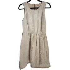 Michael Kors Sz 6 Linen Mini Dress Beige Tan Neutral Natural Fiber Small